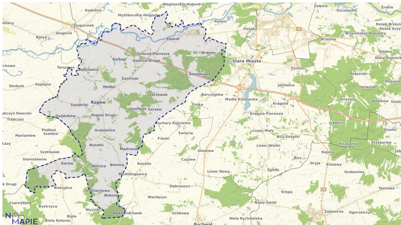 Mapa obszarów ochrony przyrody Rzgowa