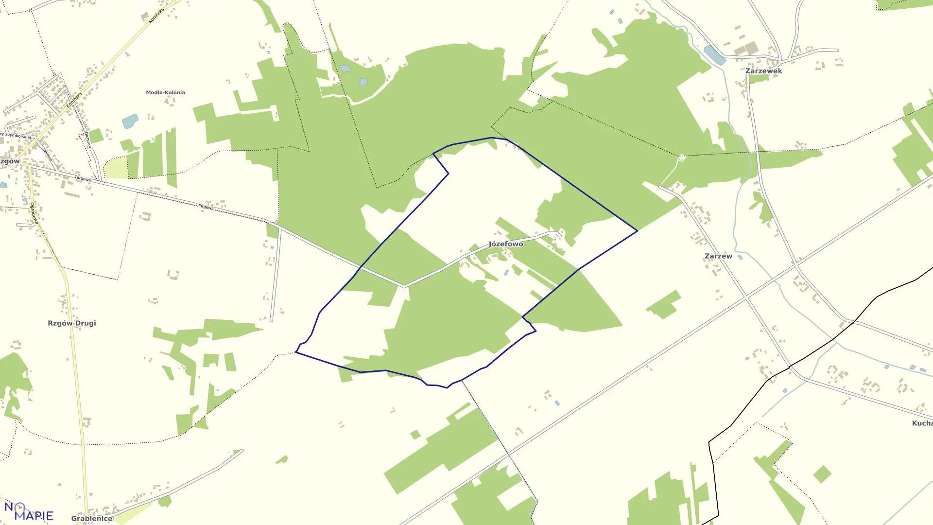 Mapa obrębu JÓZEFOWO w gminie Rzgów